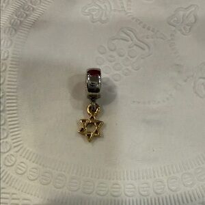 Pandora charm, 14k yellow gold and 925 sterling silver